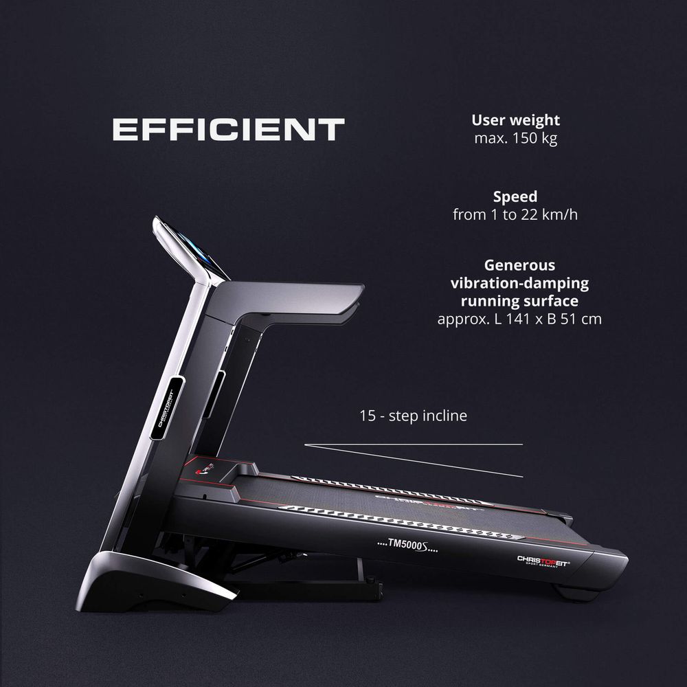 TM 5000S Tredemølle – Maksvekt 150kg og opptil 22km/t